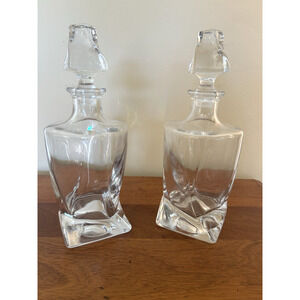 Bohemia Crystal Quadro Decanter–Twisted Helix Body, Geometric Stopper, Lead-Free